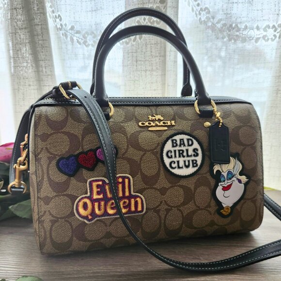 Coach Handbags - Coach X Disney Villain Patches Rowan Satchel - Signature Canvas & Gold Hardware